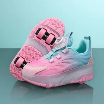 LED Light Kids Roller Skating Shoes Detachable Boys Girls 2 Wheels Gift Children Parkour Skate Shoes Outdoor Deformation Running