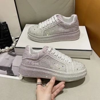 2024 Luxury Designer Lace Water Diamond Women's Casual Shoes Fashion Sports Shoes Fashion Shining Women's Shoes zapatos mujer