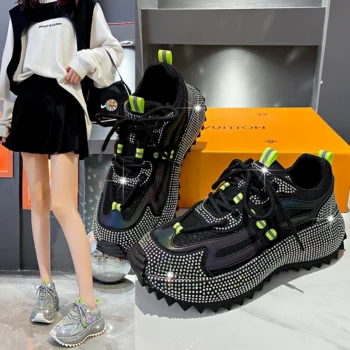 Water Diamond Outdoor Night Running Shoes Thick Bottom Spring Breathable Sports and Leisure Versatile Women's Shoes Sports Shoes