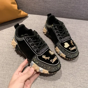 Luxury Women's Water Diamond Sports Shoes Diamond Breathable Designer Casual Thick soled Vulcanized Shoes Anti slip Tennis Shoes