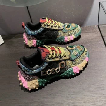 Women Sports Shoes Thick bottom Rhinestone Sneaker Tennis Female Casual shoes Luxury Designer Elegant Fashion Shoes for Women