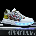 LED Lights Kids Roller Skate Shoes Detachable With 4 Wheels Running Deformation Adults Boys Girls Casual Parkour Skating Shoes