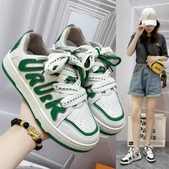 Casual Women's Canvas Sneakers Green Black Platform Sports Shoes Tennis Flat Basket Vulcanize Running Harajuku Lolita Korean