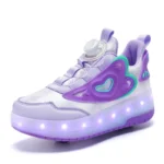 LED Lights Kids Roller Skate Shoes Detachable Casual Boys Girls With 2 Wheels Parkour Sport Deformation Running Skating Shoes