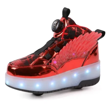 LED Lights Kids Roller Skate Shoes Boys Girls Parkour Sport Detachable Sneakers With 2 Wheels Casual Deformation Skating Shoes
