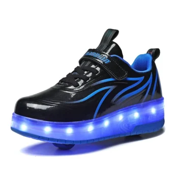 LED Lights Kids Roller Skate Shoes Parkour Deformation With 2 Wheels Casual Boys Girls Sport Detachable Running Skating Shoes