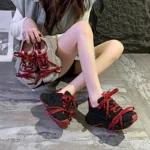 Women Fashion Skate Sneakers Women Thick Soled Shiny Shoes Sequin Increase Height Casual Shoes Luxury designer Lace-up Sneaker