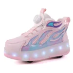 LED Lights Kids Roller Skate Shoes Deformation Sport Boys Girls Parkour Sneakers Running With 4 Wheels Detachable Skating Shoes