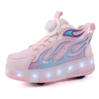 LED Lights Kids Roller Skate Shoes Deformation Sport Boys Girls Parkour Sneakers Running With 4 Wheels Detachable Skating Shoes