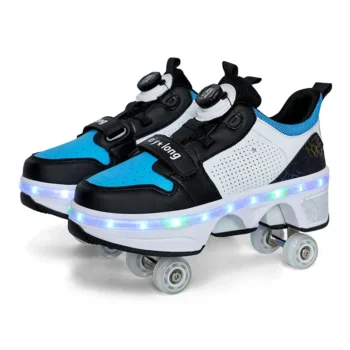 LED Lights Kids Roller Skate Shoes Sport Detachable With 4 Wheels Boys Girls Casual Deformation Running Parkour Skating Shoes