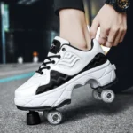 Kids Roller Skate Shoes Boys Girls Outdoor 4 Wheels Detachable Fashion Casual Running Deformation Children Parkour Skating Shoes