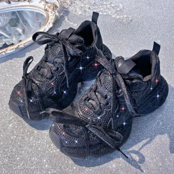 Women Luxury Platform Sneakers Bling Bling Casual Outdoor Shoes High Quality Running Tennis Sneakers Lace Up Fashion Sport Shoes