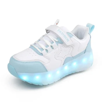 LED Lights Kids Roller Skate Shoes Detachable With 4 Wheels Parkour Adults Casual Boys Girls Deformation Running Skating Shoes