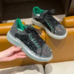 Women Luxury Vulcanized Shoes Shining Water Diamond Sports Shoes Rubber Transparent Thick soled Designer Casual Shoes zapatos