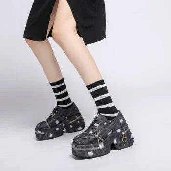 2024 New Luxury Fashion Tall Women's Single Shoes Thick Bottom Cowboy Strap Punk Shoes Designer Sports Shoes zapatos de mujer