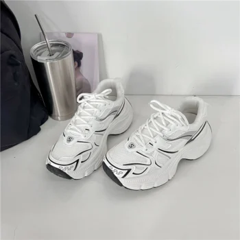 2024 Sneakers Women Platform Flat Shoes Woman Shoes White Casual Trainers Ladies Chunky Sneakers Women Shoes