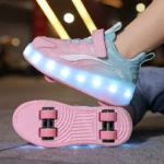 LED Lights Kids Roller Skate Shoes Deformation Parkour Boys Girls Detachable Running With 4 Wheels Sport Casual Skating Shoes
