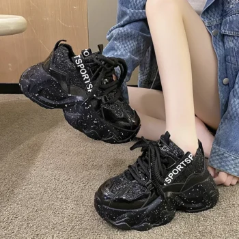 2024 New Women's Casual Sports Shoes Designer Fashionable Shining Women's Shoes Casual Thick soled Shoes zapatillas de deporte