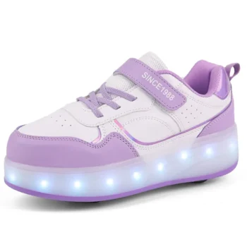 LED Lights Kids Roller Skate Shoes Detachable Boys Girls With 4 Wheels Parkour Running Deformation Sport Casual Skating Shoes