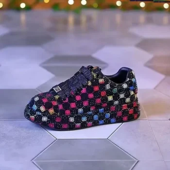 Designer Women's Platform Sneakers Black White Women's Shiny Crystal Sneakers Fashion Casual Luxury Water Diamond Shoes zapatos