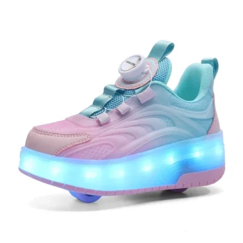 LED Lights Kids Roller Skate Shoes Sport Deformation Casual Boys Girls With 2 Wheels Detachable Parkour Running Skating Shoes