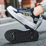 Kids Roller Skate Shoes Parkour Casual 4 Wheels Boys Girls Children Deformation Outdoor Running Fashion Detachable Skating Shoes