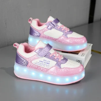 LED Lights Kids Roller Skate Shoes Deformation Boy Girl Sneaker 4 Wheels Sport Fashion Detachable Children Parkour Skating Shoes