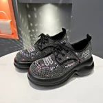 2024 Autumn Women Platform Shoes Rhinestones Thick-soled White Silver Shoes Shining Crystal Sneakers Trend Casual Sneakers