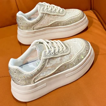 2024 Spring Bright Black Color Chunky Shoes Women's Vulcanized Sneakers Platform Shoes Luxury designer Sneakers zapatillas mujer