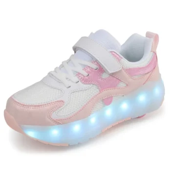 LED Lights Kids Roller Skate Shoes Parkour With 4 Wheels Detachable Adults Casual Boys Girls Deformation Running Skating Shoes