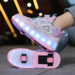 LED Light Kids Roller Skating Shoes Parkour Detachable Gift Boys Girls 2 Wheels Children Skate Shoes Outdoor Deformation Running