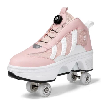 Kids Roller Skate Shoes Children Rollerskates Boys Girls Detachable 4 Wheels Fashion Deformation Outdoor Sports Skating Shoes