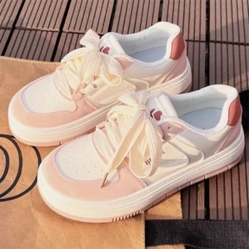 2024 Women's Sports Sneakers Casual Kawaii New Versatile Thick Bottom Shoes Female Flat Bottom Vulcanized Sports Shoes zapatos