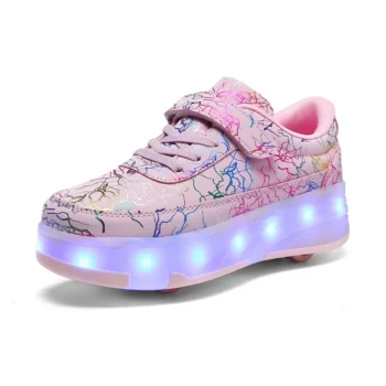LED Lights Kids Roller Skate Shoes Deformation Boys Girls Parkour Running With 4 Wheels Sport Adults Detachable Skating Shoes