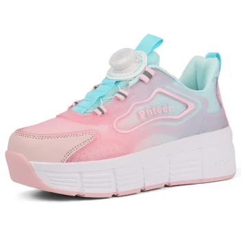 Kids Roller Skate Shoes Parkour Casual Outdoor Deformation Boys Girls Children Fashion 2 Wheels Running Detachable Skating Shoes