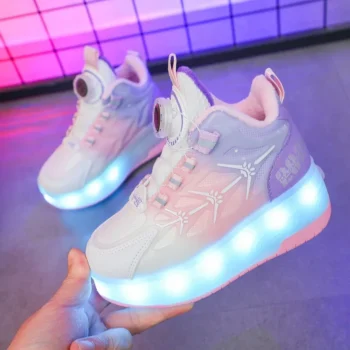 LED Light Winter Kids Roller Skate Shoes Girls Boys 2 Wheels Parkour Skating Shoes Children Detachable Running Deformation Gift