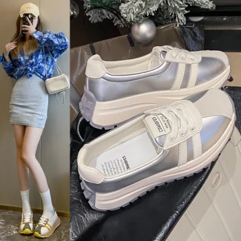 Thick soled and shallow mouthed casual shoes for women's summer new breathable and versatile soft sole height increasing shoes