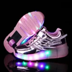 LED Lights Kids Roller Skate Shoes Parkour Adults With 1 Wheels Detachable Boys Girls Casual Deformation Running Skating Shoes