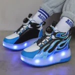 LED Light Kids Roller Skate Shoes Boys Girls 2 Wheels Detachable Children Parkour Skating Shoes Outdoor Deformation Running Gift