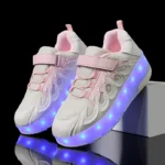 LED Lights Kids Roller Skate Shoes Casual With 2 Wheels Detachable Running Deformation Adults Boys Girls Parkour Skating Shoes