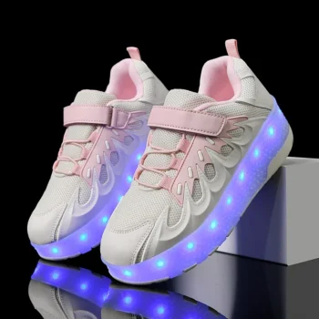 LED Lights Kids Roller Skate Shoes Casual With 2 Wheels Detachable Running Deformation Adults Boys Girls Parkour Skating Shoes
