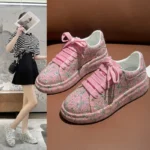 Designer shoe Leather Lace Up Women's Fashion Platform Sneakers Black White Women's Luxury velvet suede Casual Shoes Chaussures