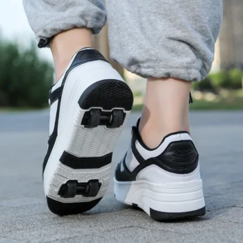 Kids Roller Skate Shoes With 4 Wheels Children Rollerskates Fashion Outdoor Deformation Sports Skating Shoes Girls Boys Sneakers