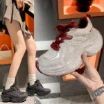 Chunky Sneakers Women Bling Running Shoes Fashion Casual Luxury Designer Breathable Height Increased Casual shoes zapatillas