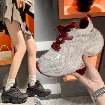 Chunky Sneakers Women Bling Running Shoes Fashion Casual Luxury Designer Breathable Height Increased Casual shoes zapatillas