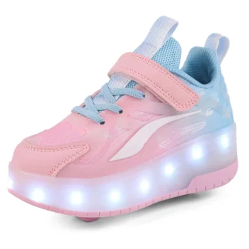 LED Lights Kids Roller Skate Shoes Boys Girls With 4 Wheels Parkour Running Deformation Sport Adults Detachable Skating Shoes
