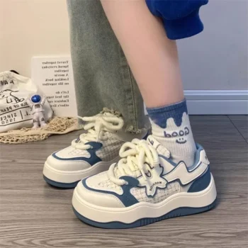 Kawaii Shoes Women Blue Platform Sneakers Fashion Tennis Female School Flats Vintage Cute Sports Vulcanize Spring Casual shoes