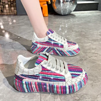 2024 Fashion Sneakers Women's Trendy High Quality Water Diamond Women's Casual Shoes Shining Women's Shoes zapatos mujer
