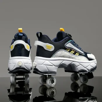Kids Roller Skate Shoes Running Outdoor 4 Wheels Casual Boys Girls Children Parkour Deformation Fashion Detachable Skating Shoes