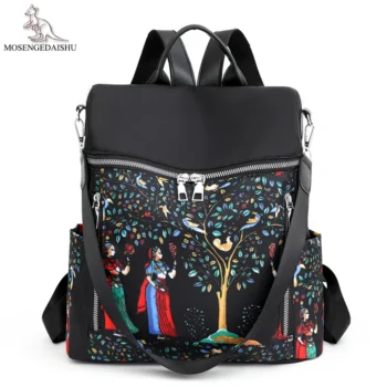 Casual Oxford Women Backpack Fashion Casual Embroidery School Bag Waterproof Female Large Capacity Travel Shoulder Shopping Bag